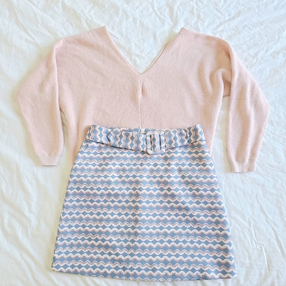 Pink sweater and skirt set